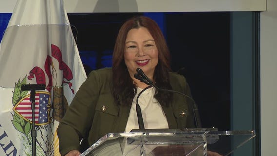 U.S. Sen. Tammy Duckworth delivers remarks after reelection