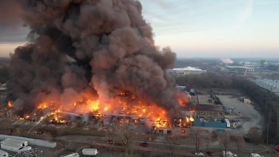 Video shows flames erupt at furniture warehouse