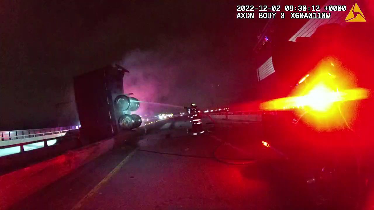 New video shows aftermath of stunning UPS truck crash on Indiana Toll Road