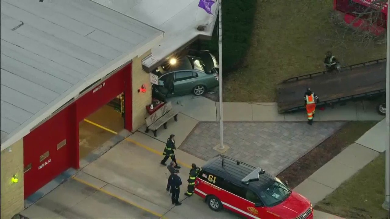 Vehicle plows into fire station