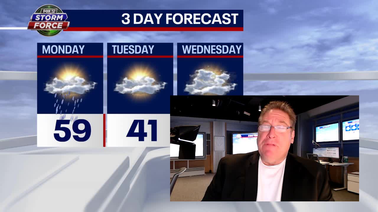 Chicago weather forecast: Showers and thunderstorms Sunday night into Monday morning, then warm