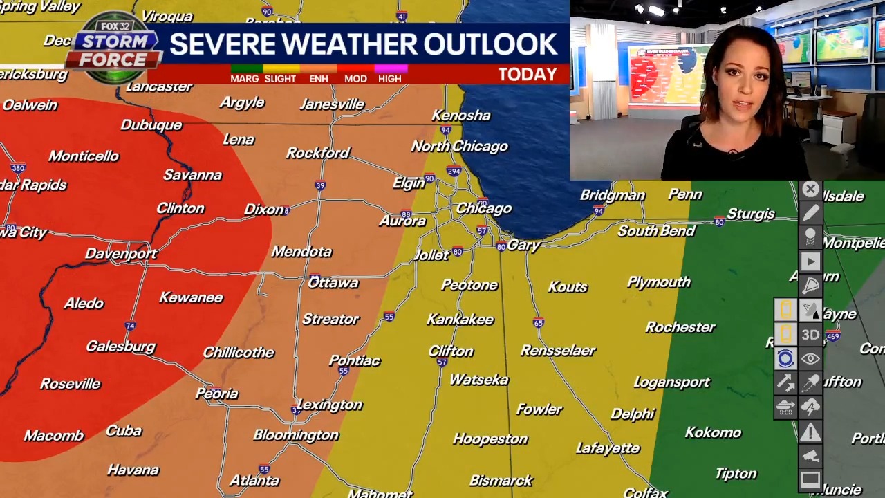 Severe storms moving through Chicago area with damaging hail, 70 mph winds