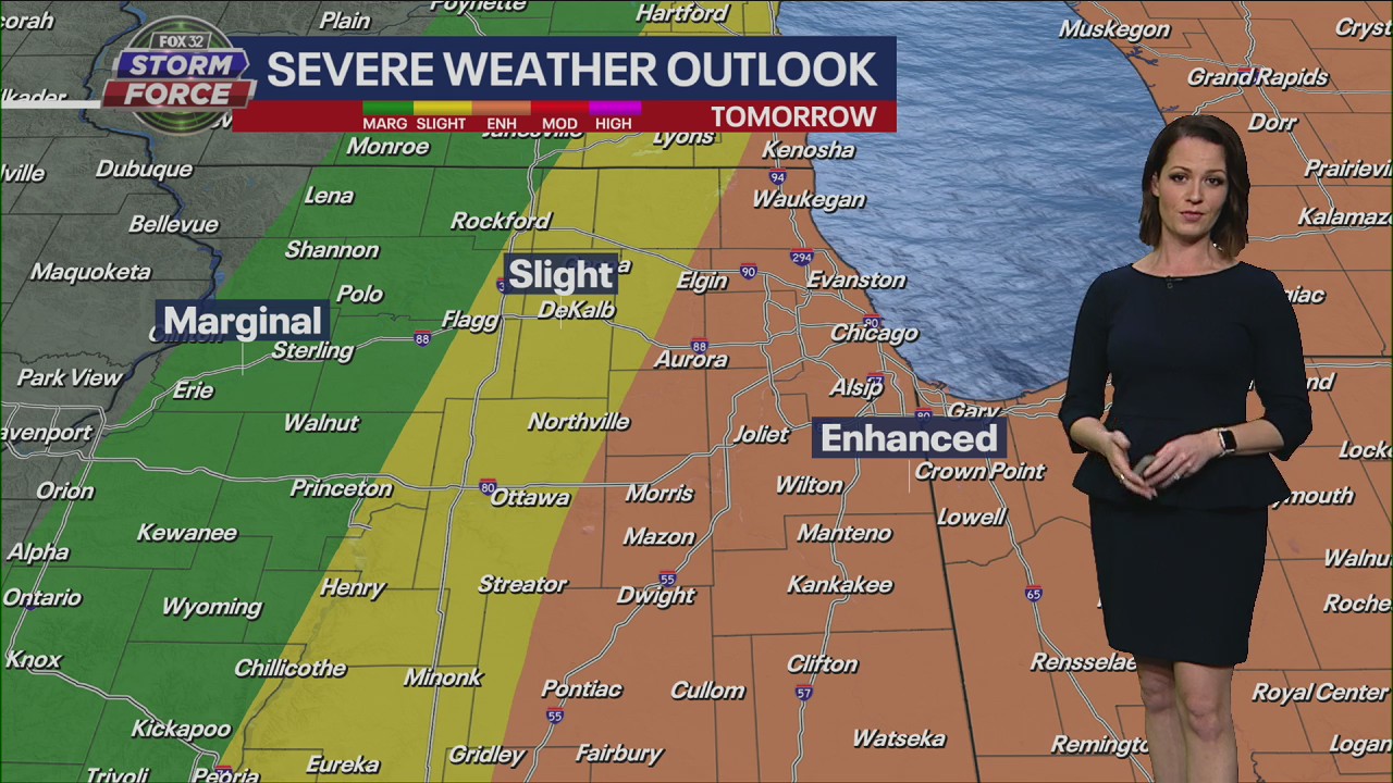 Most of Chicago area has this much of a risk for tornadoes on Wednesday