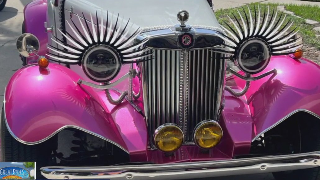 1953 MG-TD car matches Harley Davidson motorcycle