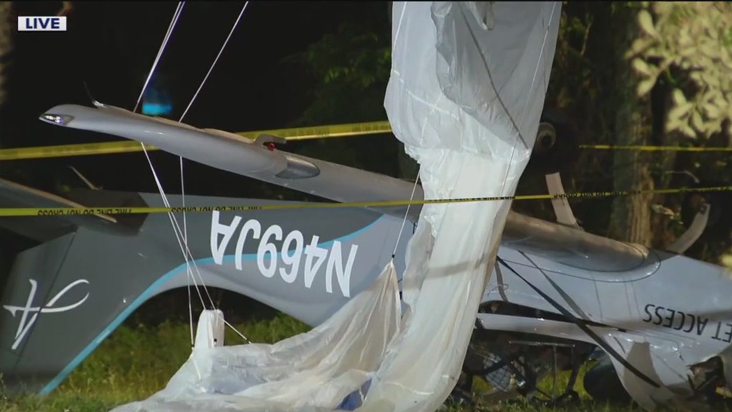 Latest on plane crash ending in parachute deployment