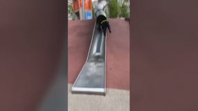 Across America: Viral video shows cop flying out of park slide