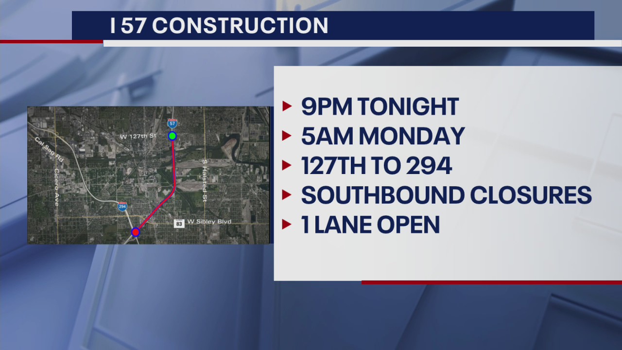 Traffic alert: Major delays expected on I-57 this weekend