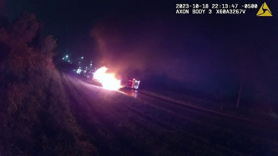Police bodycam video shows fiery crash in Joliet