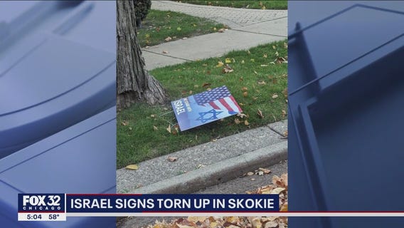 Israel signs torn up in Skokie