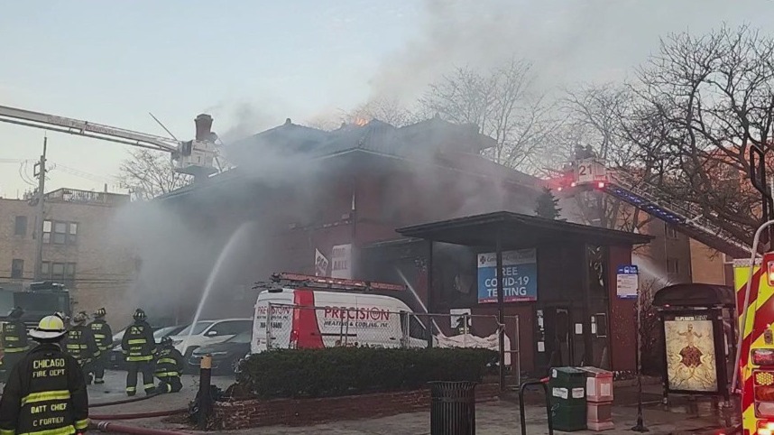 Firefighters battle blaze at former restaurant on North Side