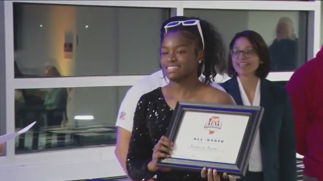 Bears celebrate top high school girls' flag football players