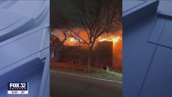 Massive flames rip through former Emerson High School in northwest Indiana