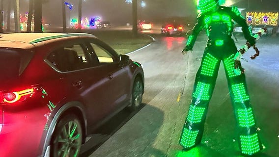 Holiday robot greets visitors at Aurora Festival of Lights