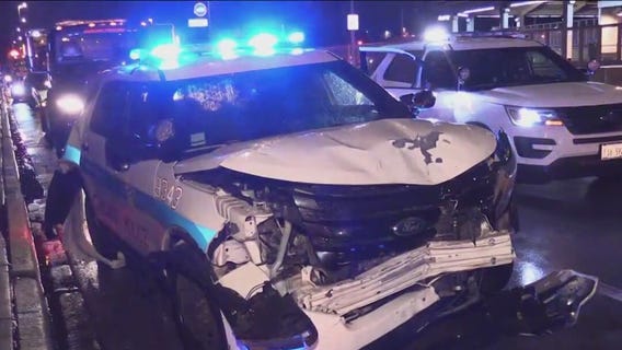 CPD and ISP squad cars damaged in crash on I-94