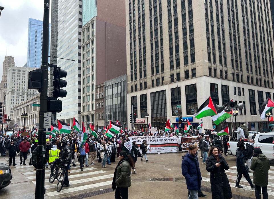 Pro-Palestine protest marches through downtown Chicago