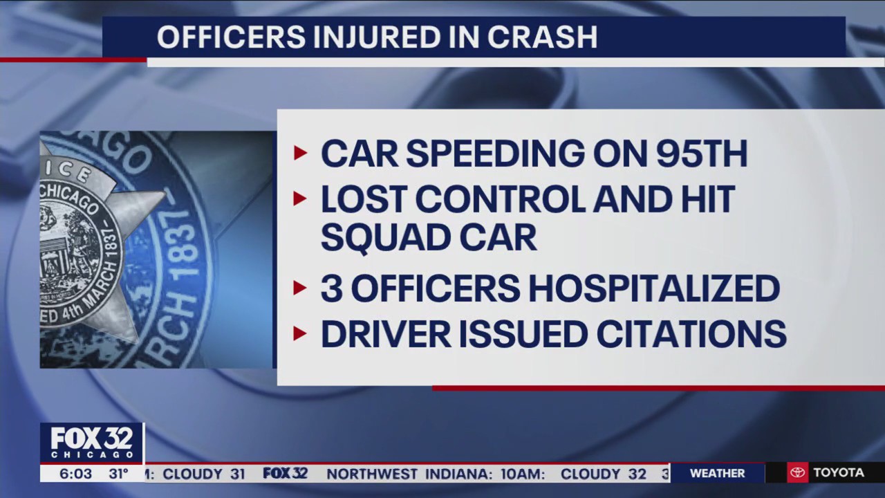 3 Chicago police officers injured in Burnside car crash | FOX 32 Chicago