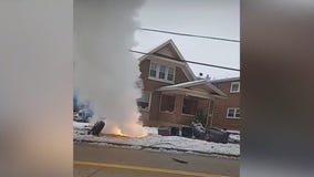 Crash in Elgin brings down power lines