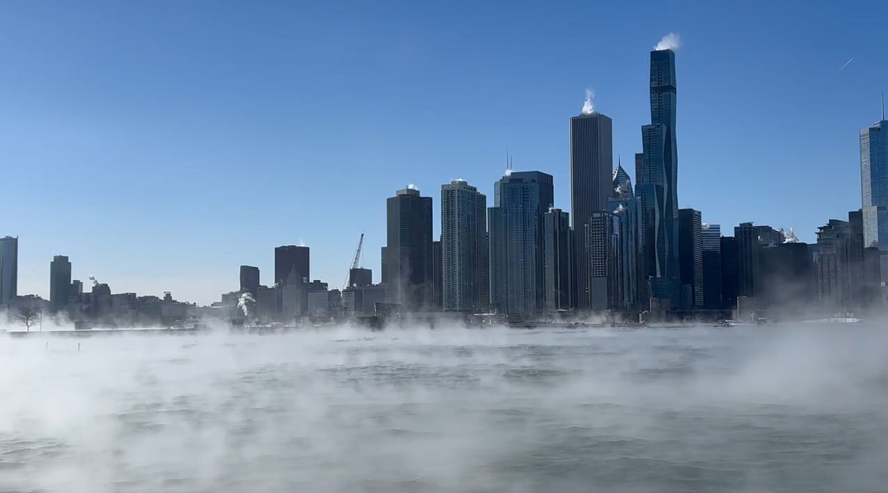 Lake Michigan steams as Chicago gets hit with extreme cold