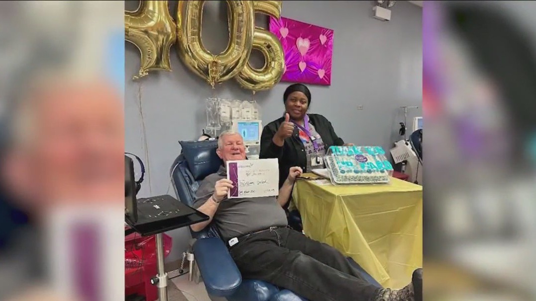 Man braves Chicago winter storm to make 405th blood donation