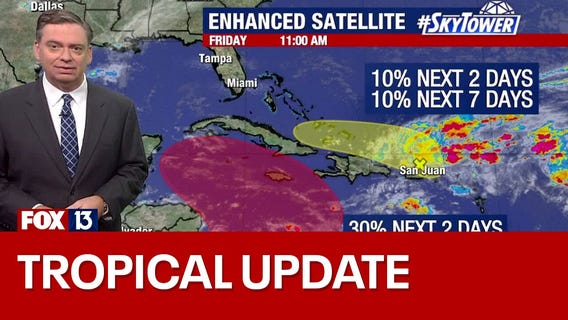 Tropical disturbance in Caribbean Sea sees increased chance of development