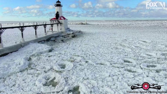 Drone video shows 3 feet of snow dumped on Michigan City