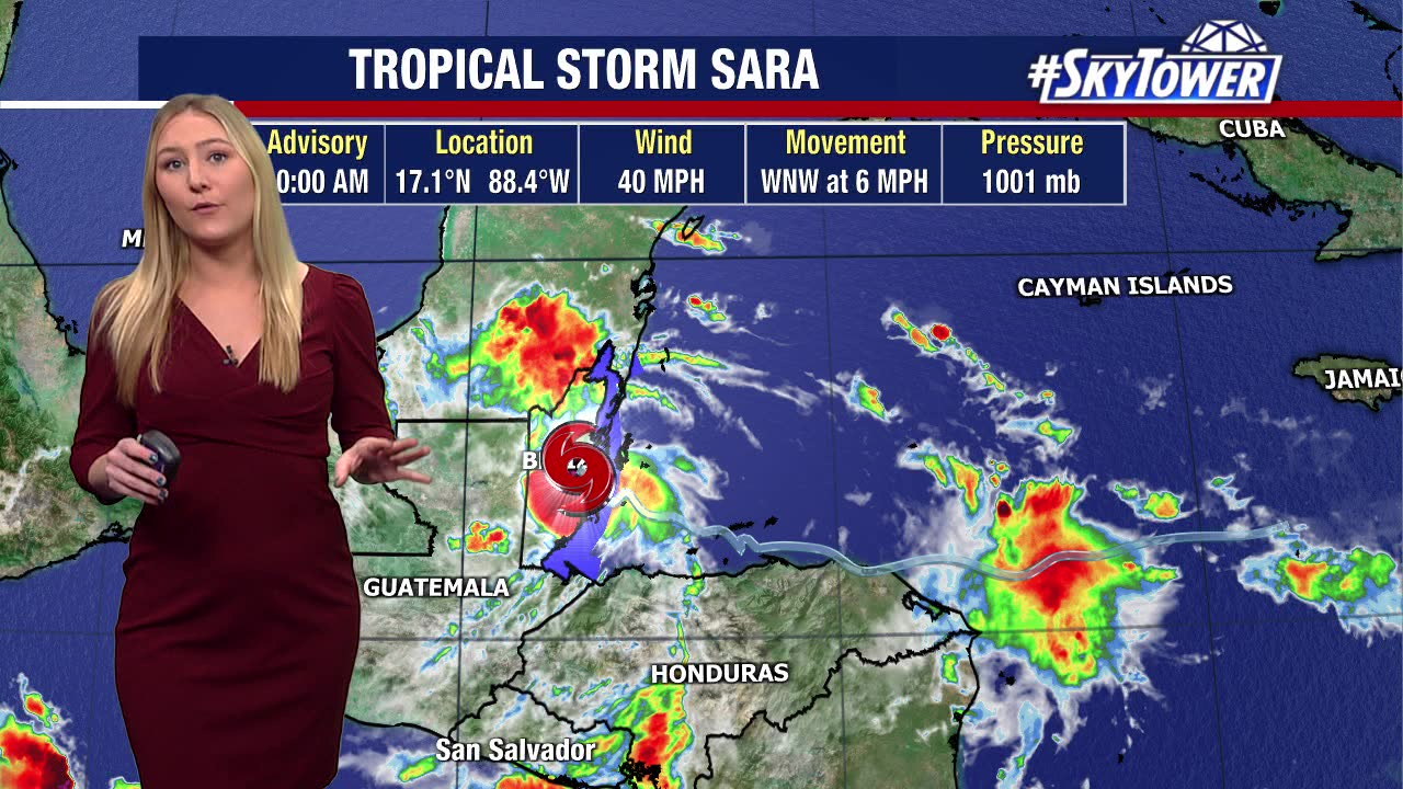 Tropical Storm Sara continues weakening