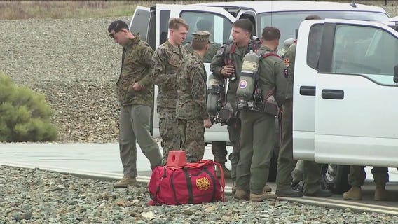 Crews work to recover remains of 5 Marines killed in helicopter crash
