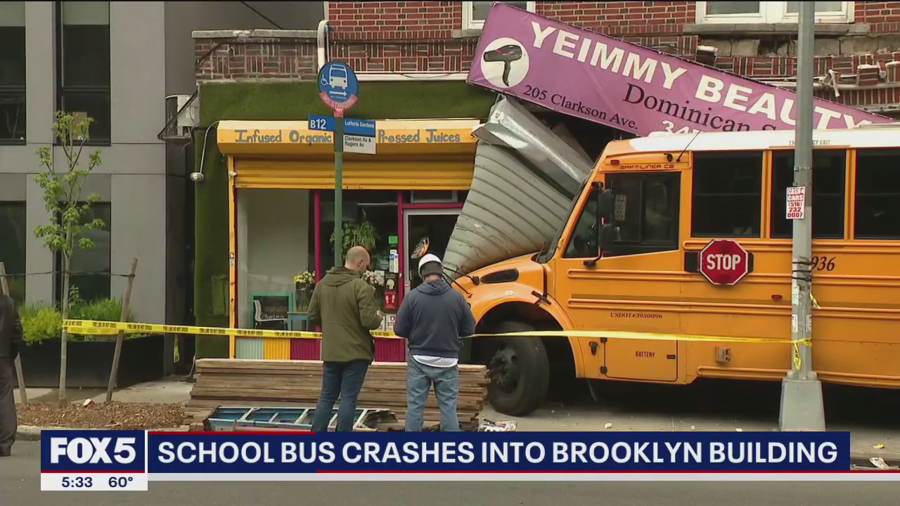 School bus crashes into Brooklyn building
