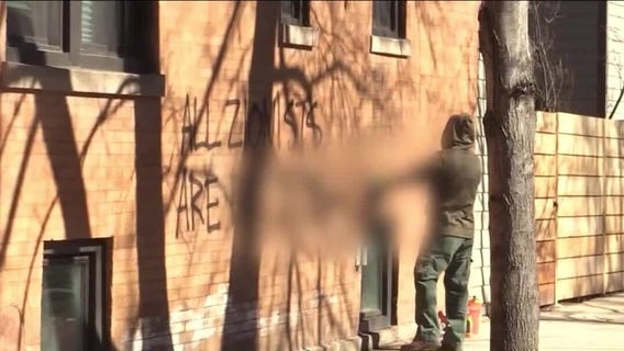 Antisemitic messages spray painted on Logan Square buildings