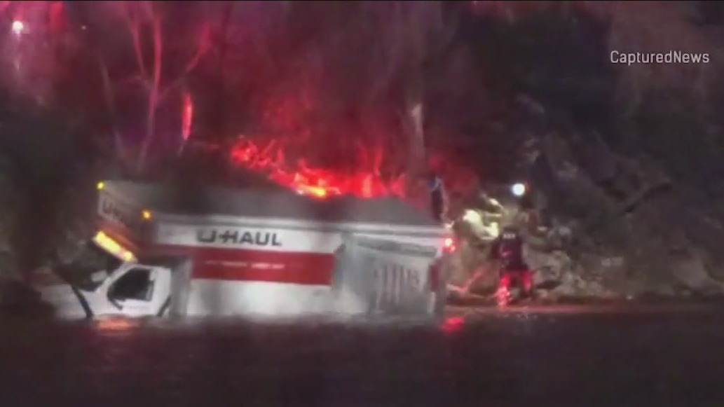 Police chase ends with U-Haul crashing into Little Calumet River; driver hospitalized