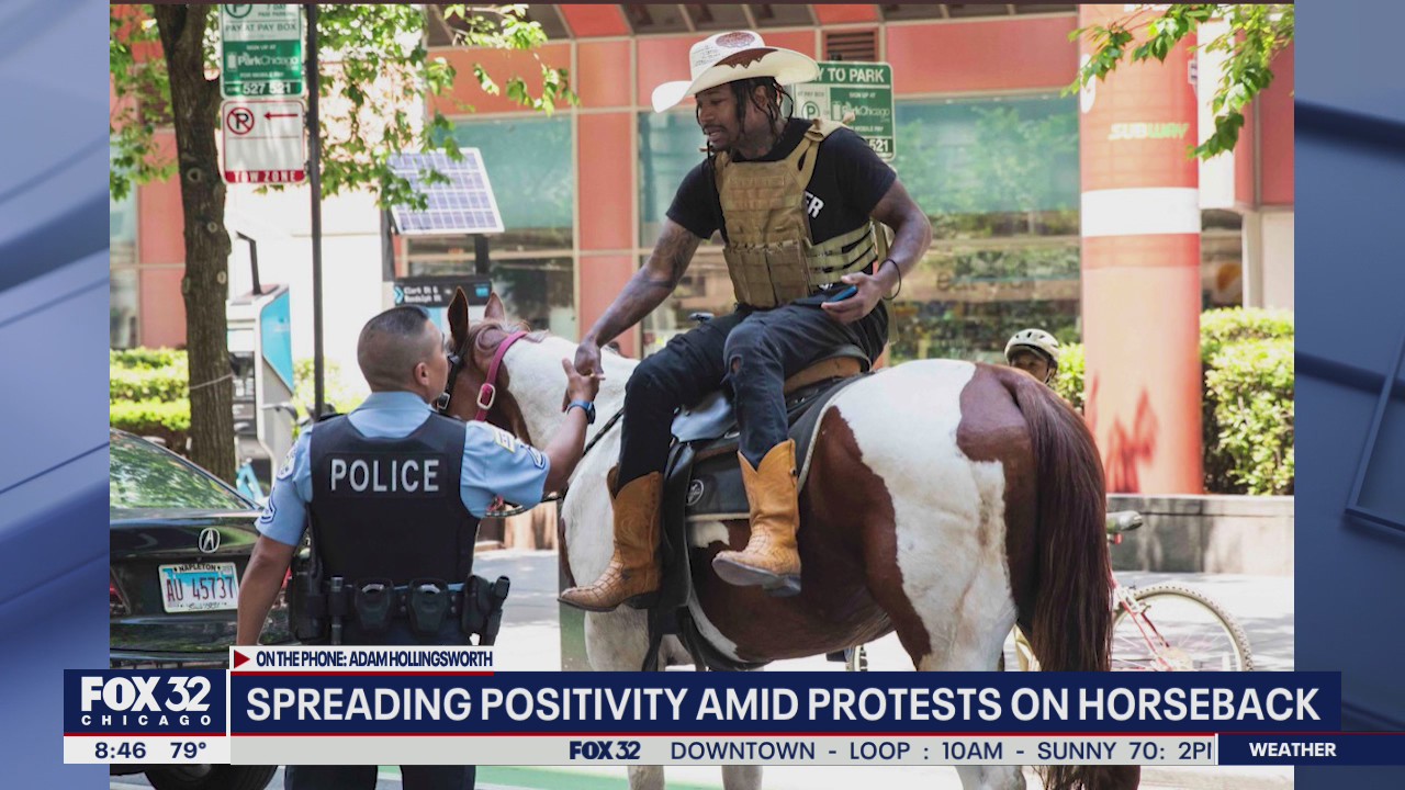 Chicago's Dreadhead Cowboy turns heads, brings smiles to protests
