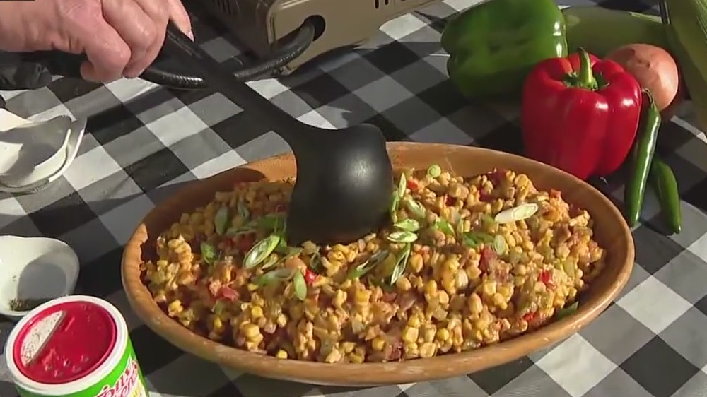 Dr. BBQ makes bacon maque choux at the Firestone Grand Prix of St. Petersburg