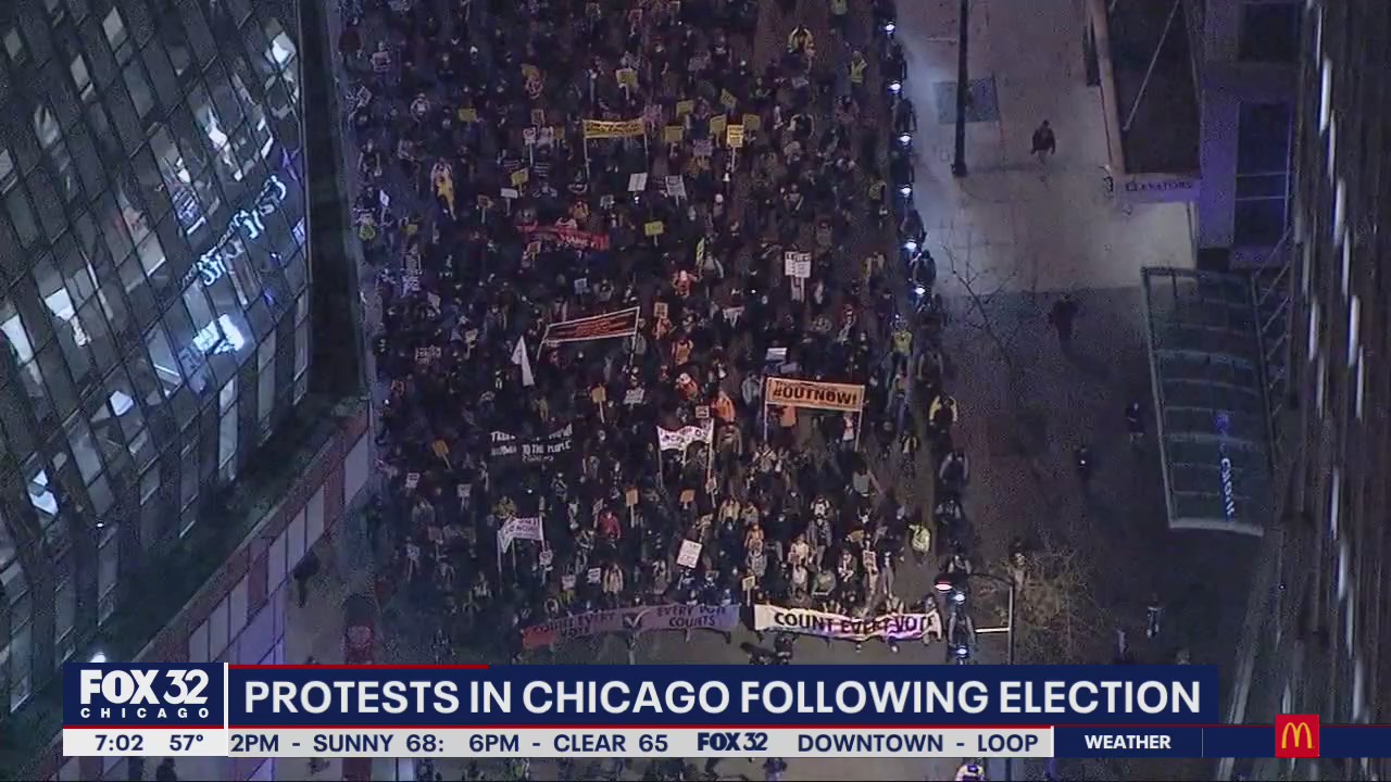 Hundreds march peacefully through downtown to call for a fair election count