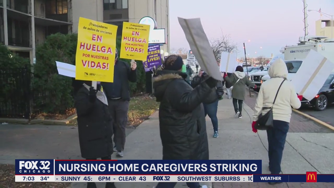 Hundreds of nursing home workers strike for hazard pay, better conditions