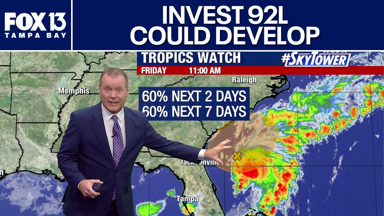 Tropical development chances increase for Invest 92L