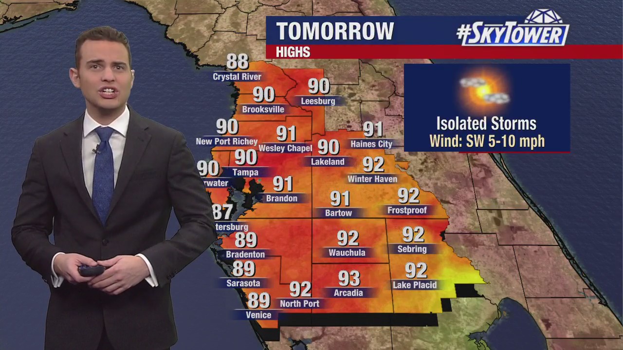 Tampa weather | Temps around 90 on Monday | FOX 13 Tampa Bay
