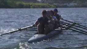 High school rowing team training for national championship