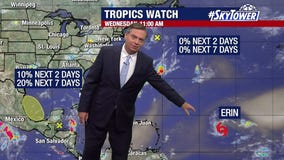 Tropical storm Erin on track to becoming a hurricane