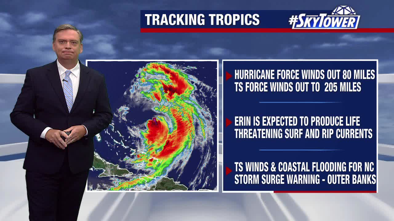 Tracking Hurricane Erin, two waves in Atlantic