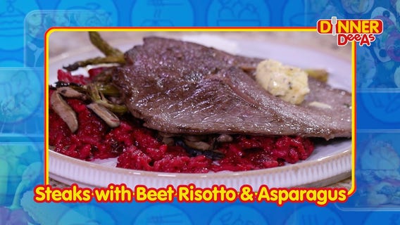 Steaks with Beet Risotto & Asparagus | Dinner DeeAs
