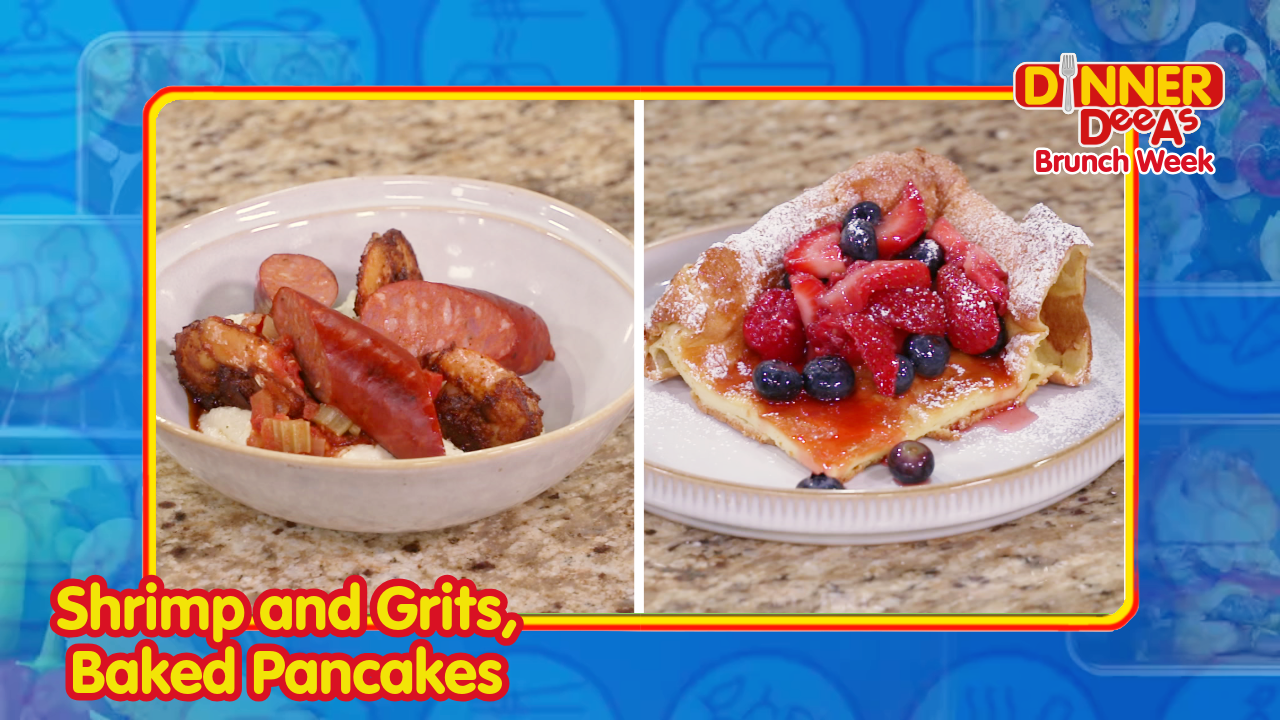 Shrimp and Grits, Baked Pancakes | Dinner DeeAs Brunch Week