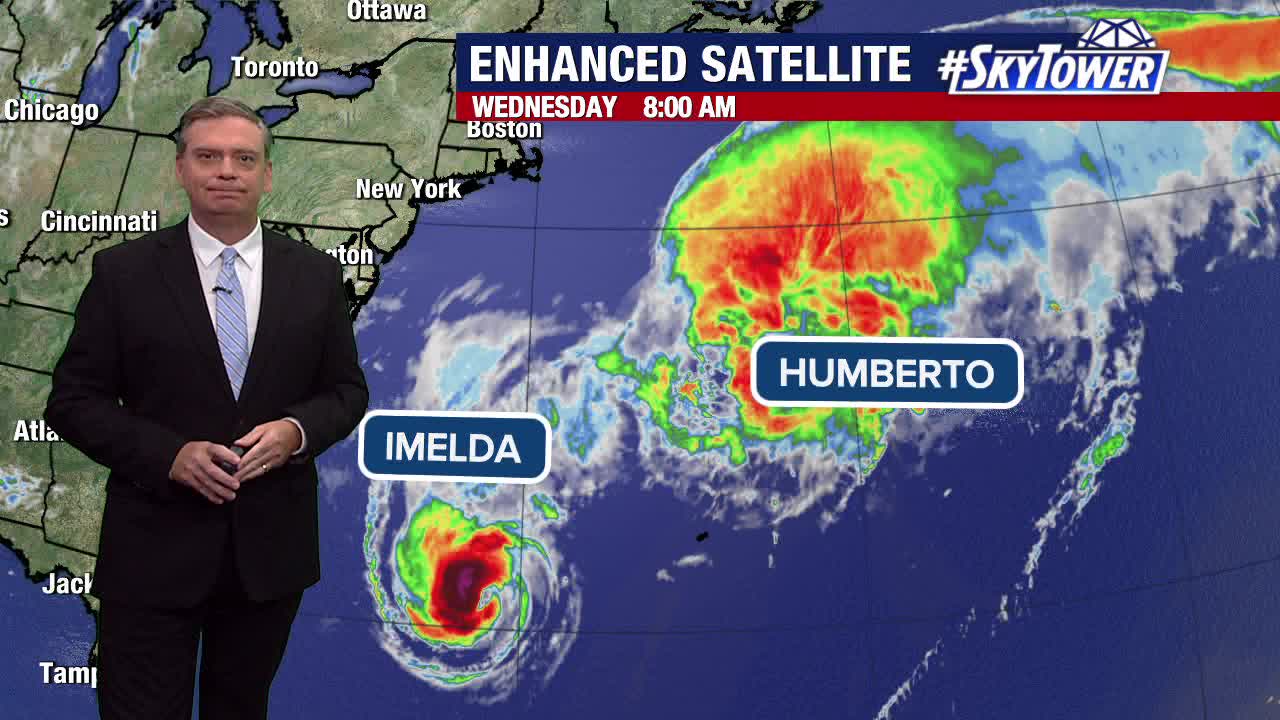 Humberto dissipates, Imelda moves ENE