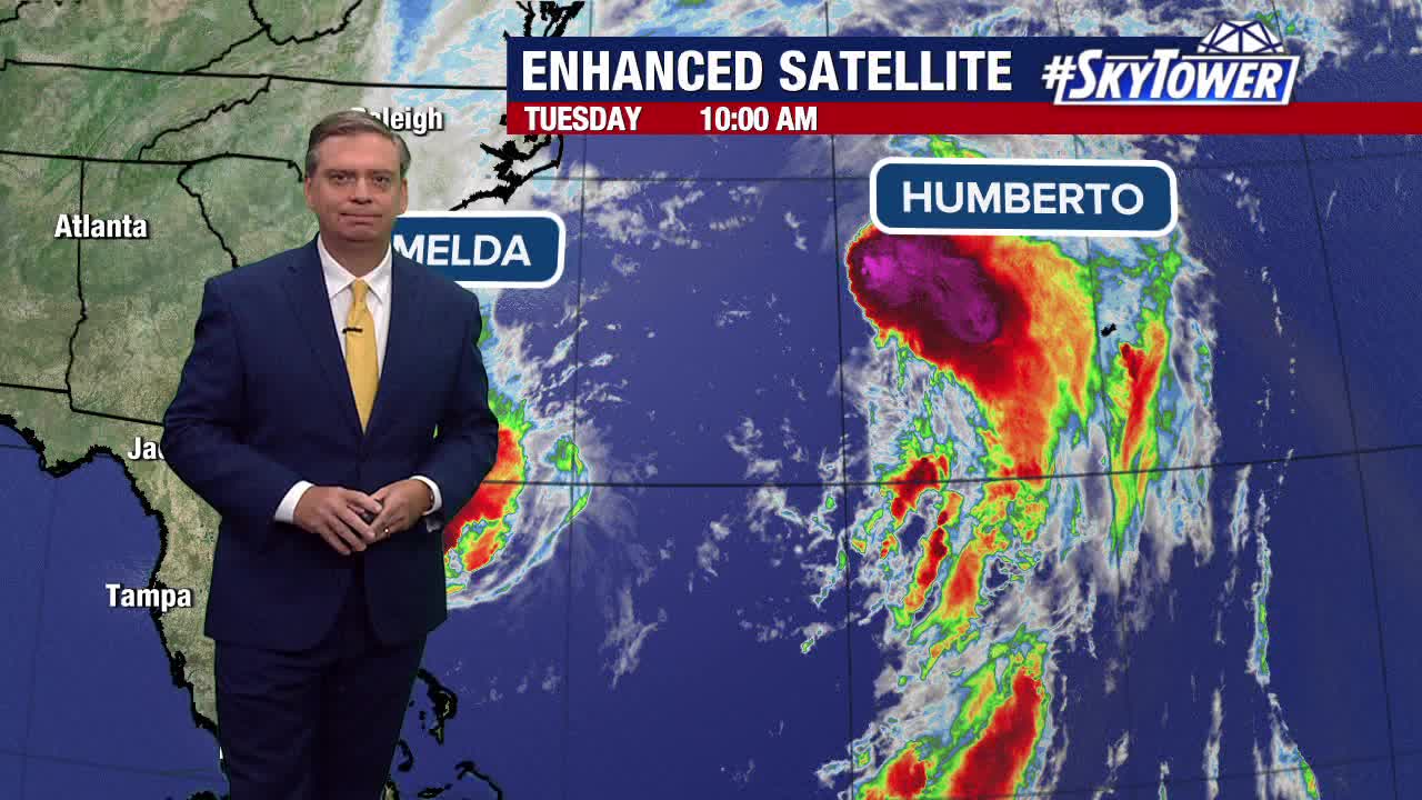Imelda and Humberto spin off East Coast, headed toward Bermuda