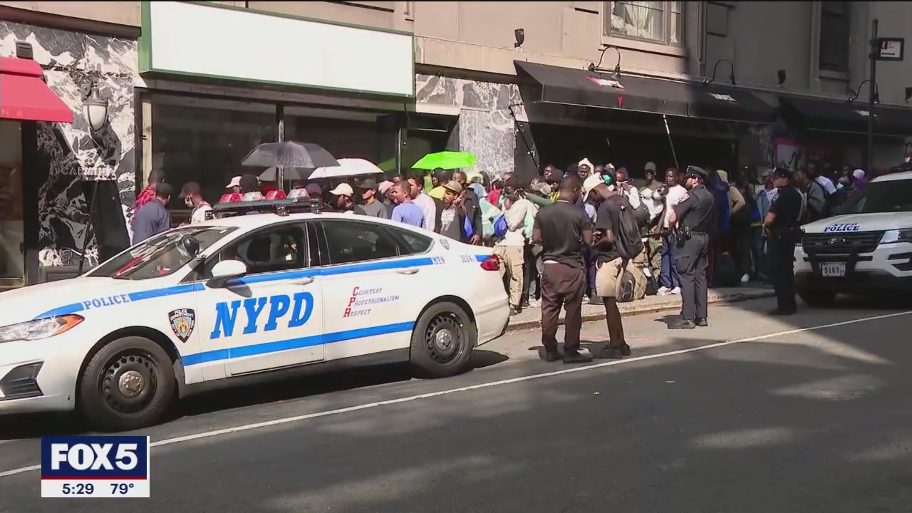 Migrants line up outside full shelter | FOX 5 New York
