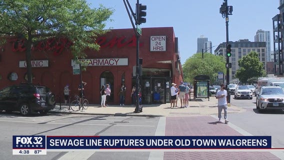 Sewage line ruptures under Old Town Walgreens