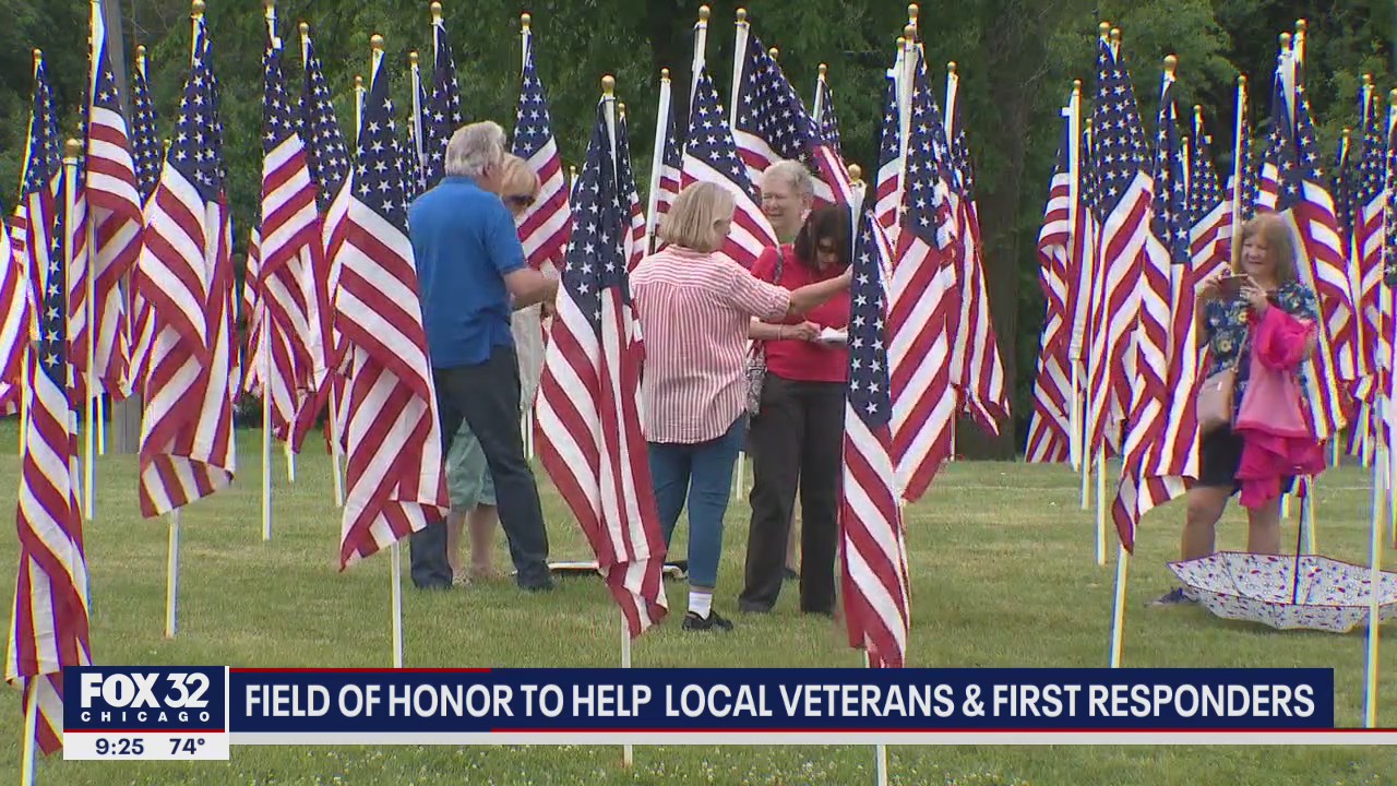 500 American flags at LaGrange park raising money for veterans, first responders | FOX 32 Chicago