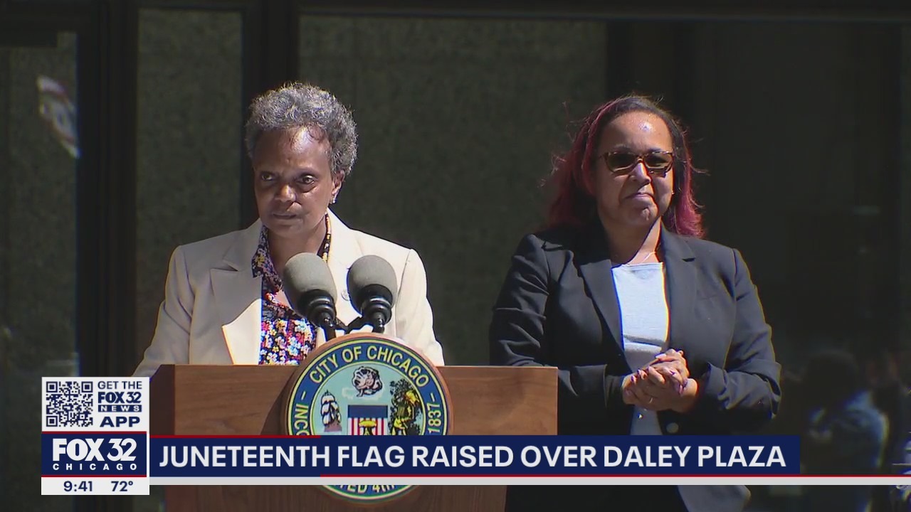 Juneteenth flag raised over Daley Plaza