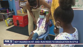 Chicago boy injured in hit-and-run rides to preschool graduation in style