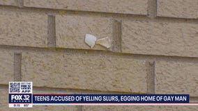 Teens accused of yelling slurs, egging home of gay man