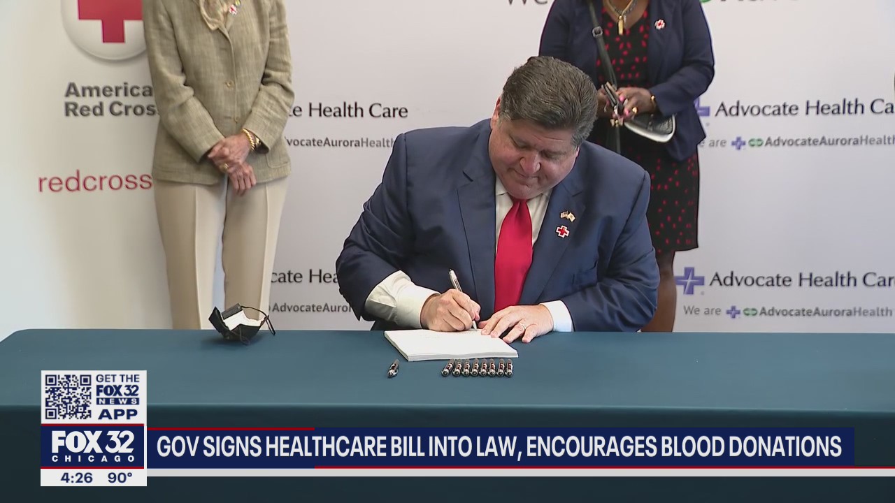 Pritzker signs healthcare bill into law, encourages blood donations